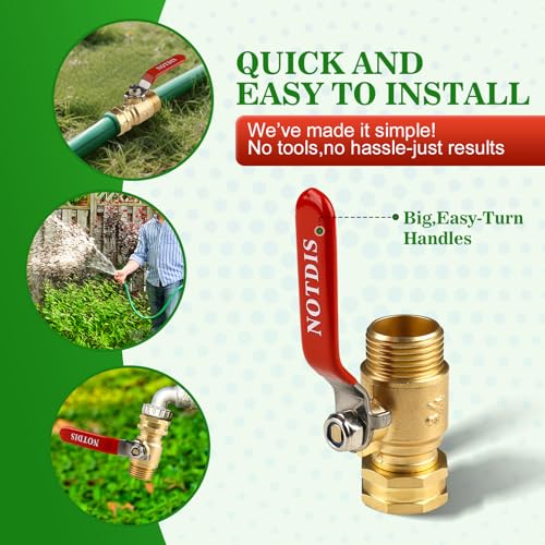 Brass Garden Hose Shut Off Valve with Full-Flow Design - Heavy Duty 3/4" GHT Connector, 304 Stainless Steel Handle (Corrosion-Resistant) - style: 1 way hose splitter
