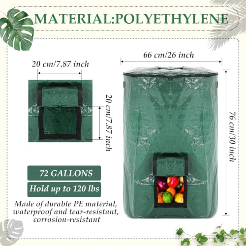 Berlune 6 Pcs Reusable Yard Waste Bags with Lid and Handles, 72 Gallon