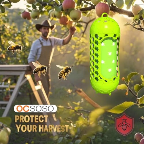 2 Pack Wasp Trap Outdoor Hanging, Carpenter Bee Traps for Outside – Reusable Sticky Fly Catcher for Hornets, Yellow Jackets, & Wood Bees, Ideal for Garden, Patio, Camping, Picnic