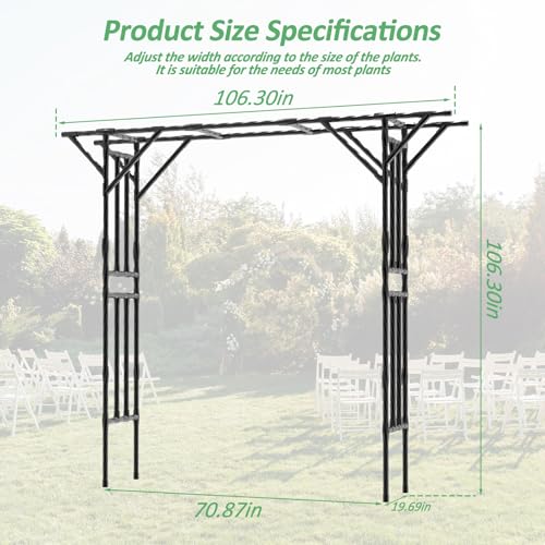 Garden Arch Trellis - 106" L x 106" H Supersize Flattop Garden Arch - size: Length:106"-25MM