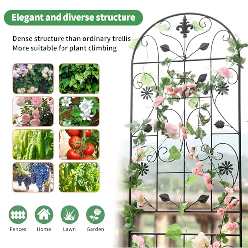 70.8" Metal Garden Trellis for Climbing Plants, 2 Pack Black - color: Black