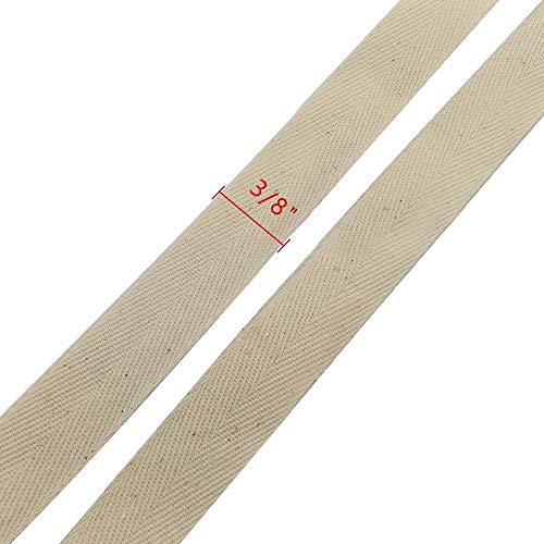Natural Cotton Twill Tape 55 Yards 3/8 Inch Bunting Bias Tape Herringbone Webbing Tape Roll for Apron Sewing Dressmaking Craft (Natural White) - color: Natural white, size: 3/8inch