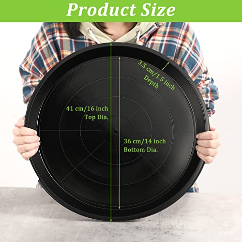 Eccliy 12 Pcs Plastic Plant Saucers Tray, Black, 16 Inch, Round - color: Black, size: 16 Inch, style: Round