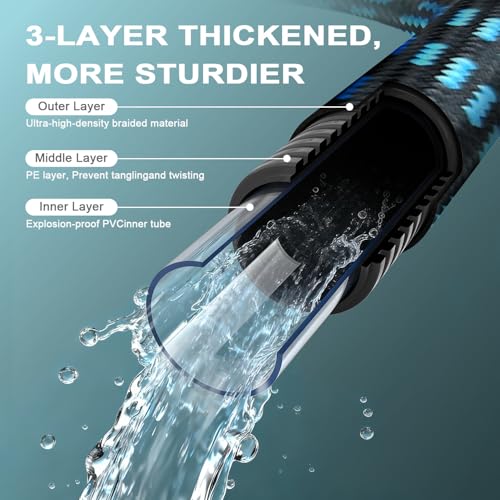 garden hose, non-extendable and ultra-lightweight 25 ft, equipped with 10-function nozzle. Kink-free, sturdy, flexible, and wear-resistant, suitable for use in yards, lawns, outdoors (25 FT) - size: 25 FT