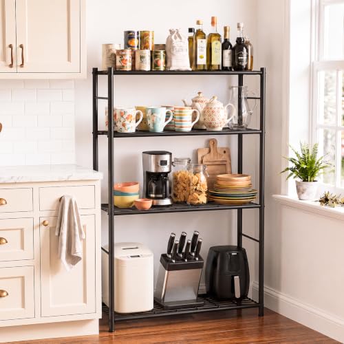 LEVELEVE 4-Tier Metal Storage Shelves, 33.1" x 12.6" x 57.2", Heavy Duty Utility Shelving Unit, Rust-Resistant Organizer Rack for Garage, Pantry, Bathroom, Office, Black - color: Black-4t