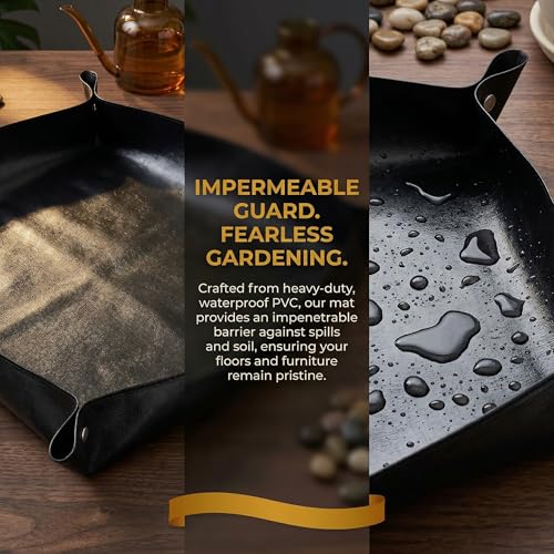 Foldable Indoor Plant Potting Mat for Transplanting and Mess Control, Portable and Easy-to-Clean, 50 cm, Black - size: Black (50cm)