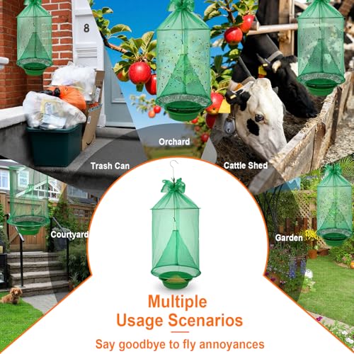 4 Pack Reusable Outdoor Fly Trap Hanging Fly Catcher with Brush
