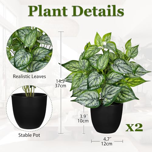 Villa Como 14.5" Artificial Plants Indoor Home Decor Set of 2 - color: 2 Sets #Green Mix White