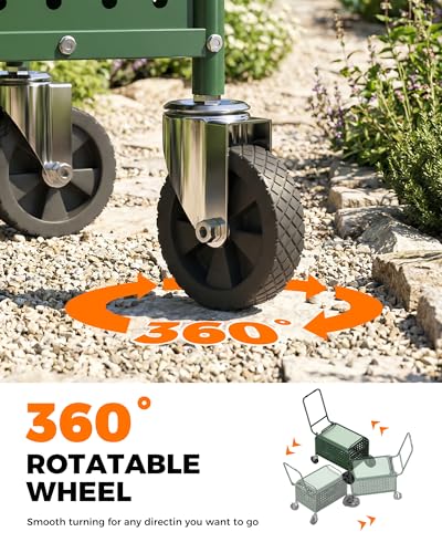 Rolling Garden Work Seat with Wheels, Upgraded Heavy Duty Cart for Seniors with Rotatable 360-Degree Wheels and Extended Handle, Garden Seat with Wheels for Lawn, Patio & Backyard Gardening, Green - color: Blue