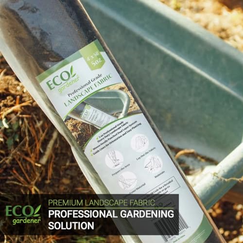 ECOgardener Premium 5oz Landscape Fabric, 4ft x 250ft Pro Garden Weed Barrier - Durable & Heavy Duty Weed Block Gardening Mat, Easy Setup & Superior Weed Control, Eco-Friendly & Convenient Design - size: 5oz - 4ft x 250ft