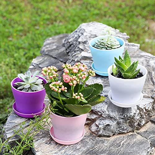TDHDIKE 10 Pcs Plastic Planters Indoor Flower Plant Pots (White25) - color: White25