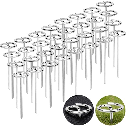 Landscape Staples Pins 120 Pack, 8 Gauge 6 Inch Heavy Duty Galvanized Weed Barrier Pins, Circle Top Garden Stakes with Removal Tool, Landscape Fabric Stakes for Weed Barrier Fabri