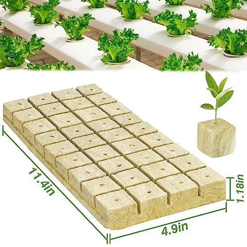 Halatool 1.2 in Rockwool Cubes for Hydroponics, 144 Plugs Seed Starter Cube - color: 4 Sheets, size: 1.2" Cubes
