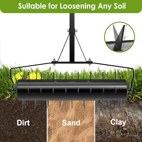 Seeutek 23Inch Rolling Lawn Aerator - Upgraded Heavy Duty Aerators - size: 23 Inch