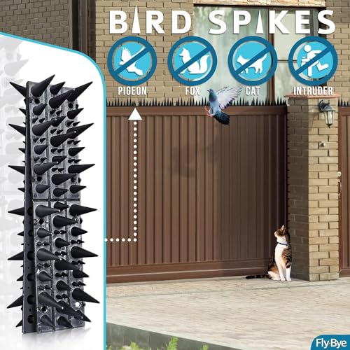 Fly-Bye Bird Spikes 19.6 ft, 2500 Durable Spikes for Fence & Wall