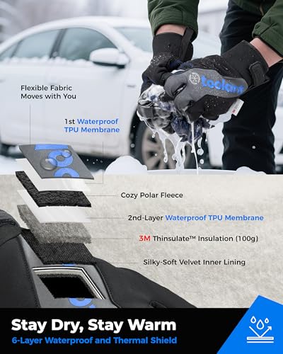 toolant Winter Work Gloves for Men, Insulated Waterproof Work Gloves with Reinforced Palm for Cold Weather Protection - size: Medium