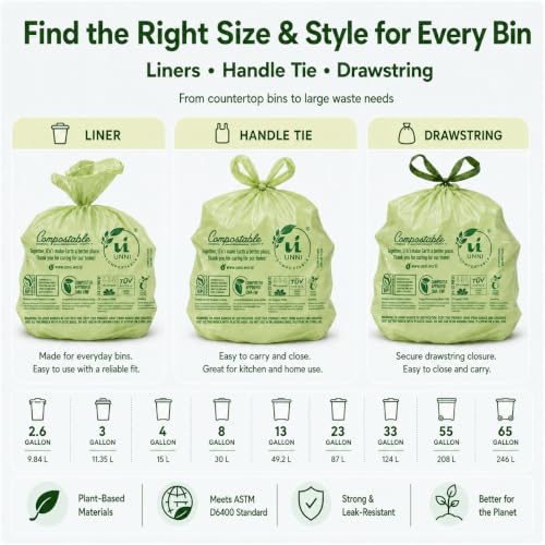 UNNI 3 Gallon Compost Bags for Countertop Bin, 600 CT, Extra Thick 0.71 Mil - size: 600 Count (Pack of 1), style: 3 Gallon