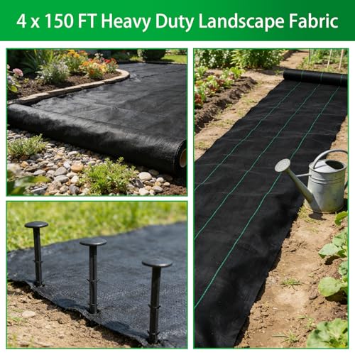 Weed 4 x 150 FT Heavy Duty Landscape Fabric Ground Cover Block - size: 4 x 150 FT