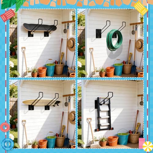 3 Pcs Pool Float Storage Holder, 16.5 Inch Wall Mount Pool Float Organizer Storage Rack with Hangers for Swimming Ring, Towel, Tools & More Storage Indoor Outdoor Space-Saving (Oblique angle) - style: Beveled style