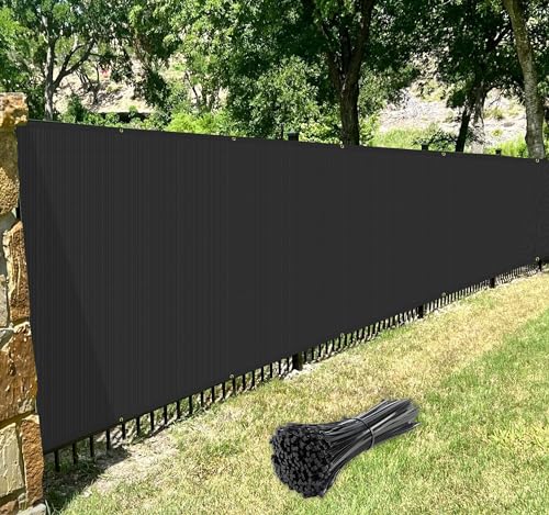 WINDSCREEN4LESS 6' x 2' Privacy Fence Screen in Black W/ Brass Grommet 85% Blockage Windscreen Outdoor Mesh Fencing Cover Netting 150GSM Fabric - Custom Size - color: Black, size: 6' x 2'