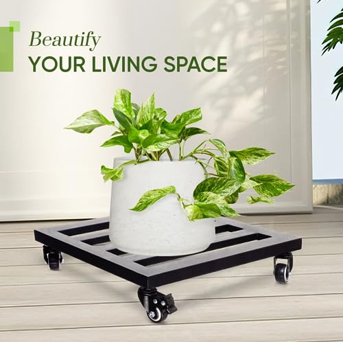 IDZO Upgraded Lockable Heavy Duty Trolley Capacity 385lbs, Black, Large Plant Pots, Parasol Stands and Bases or Plant Stand with Wheels, 12 INCH (Pack of 5) - size: 12 INCH (Pack of 5)