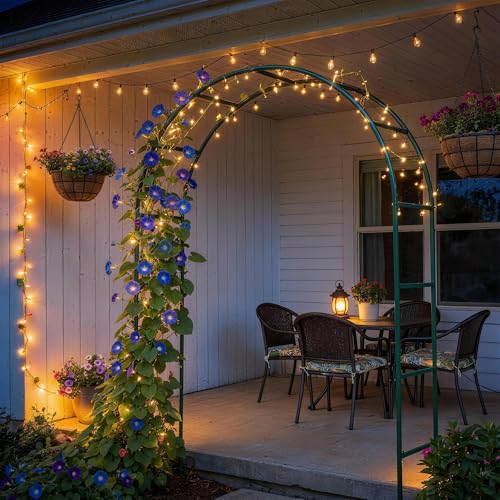 Thickened Rustproof Garden Arch Metal Trellis for Climbing Plants - color: Green