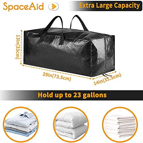 SpaceAid Heavy Duty Moving Bags, Extra Large Storage Totes W/Backpack Straps Strong Handles & Zippers, Alternative to Moving Boxes, Packing & Moving Supplies, Black (6 Pack) - color: Black, size: 6 Pack