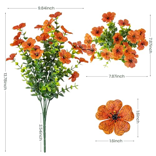 20 Bundles Artificial Flowers for Outdoor, Fake Plants Spring Decor,Orange - color: Orange