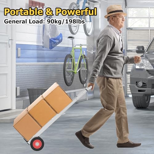 Folding Hand Truck with Wheels, 198 lbs Capacity, Aluminum Collapsible Hand Truck with Telescoping Handle, Portable Moving Dolly Cart for Home, Garage - size: Aluminum Hand Truck