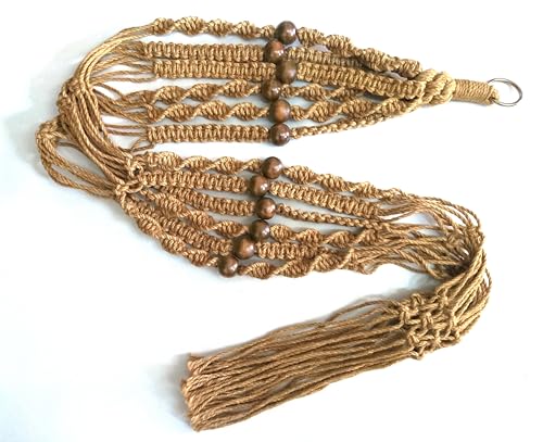 65 Inch Macrame Plant‑Hanger, Jute‑Rope Hanging‑Planter for 8‑10‑Inch Pots