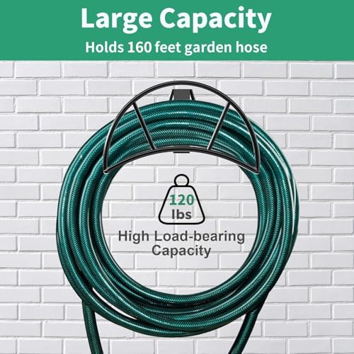 TomCare Garden Hose Holder Wall Mount, 160FT Large Capacity Hose Hanger - color: Black, size: XL