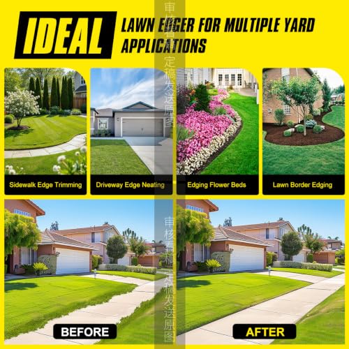 Half Moon Edger Lawn Tool, Heavy Duty Dual V-Shaped Saw-Tooth Edging Shovel