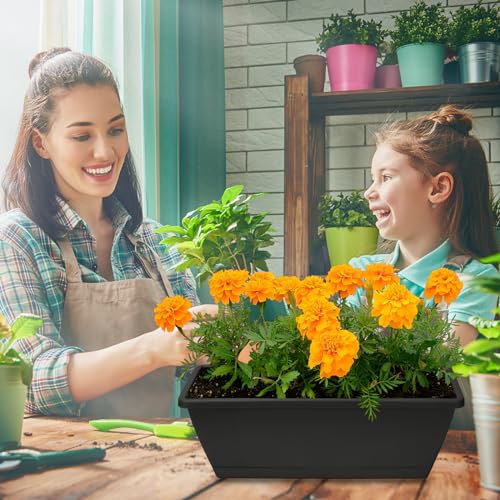Window Box Planter, 6 Pcs 17" Flower Rectangle Planters Boxes, Dark Gray - color: Dark Gray