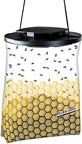 Flies Be Gone Fly Trap – Disposable Outdoor Fly Trap, Protein-Powered Attractant for Farms, Ranches & Patios – Hanging Fly Catcher, Fast Fly Infestation Control for Livestock & Backyards 300-Pack - size: 300 Traps