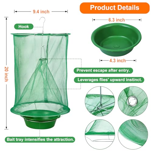 Reusable Ranch Fly Traps Outdoor Hanging Fly Cage-4 Pack - size: 4 pack