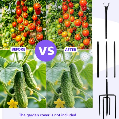 2 Pack 74 Inch Heavy Duty Metal Garden Netting Support Stakes 5 Prong - size: 2Pack-74IN