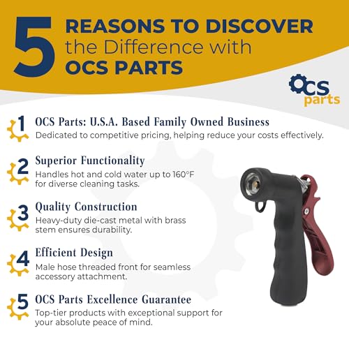OCS Parts Industrial Nozzle - Heavy-Duty Hot or Cold Water Hose Nozzle
