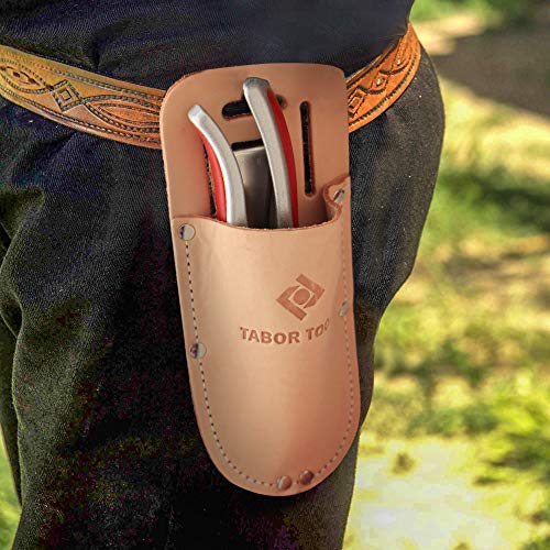 TABOR TOOLS Leather Holster for Pruning Shears, Sturdy Craftsmanship Tool Belt Accessory Sheath, Fits Most Garden Scissors. H1.