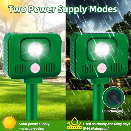 4 Pack Sonic Fortress Pro Deer Repellent Devices Solar Animal Repeller
