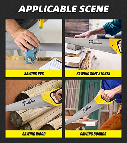 DOWELL 18-Inch Hand Saw with Comfortable Handle, 8 TPI and Made of 65 Manganese Steel - Ideal for Woodworking, Pruning, and Cutting - Includes Protective Cover - size: 18 in