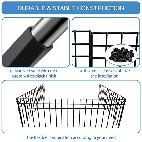 32x10-inch No Dig Animal Barrier Fence, 20 Pack Black Dig Protective Fence with 1.5 inch Spike spacing, Dog/Rabbit/Groundhog Underground Defence, for Outdoor Garden Patio - size: 32x10-20P black