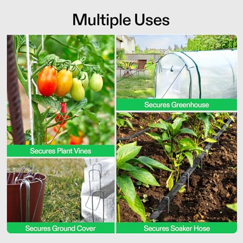 VIVOSUN 6 Inch 25-Pack Landscape Staples, 11 Gauge Steel Garden Stakes - size: 25 PCS