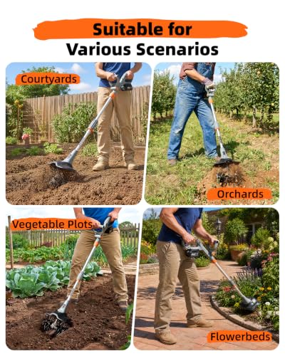 Cordless Tiller Cultivator for Gardening, Battery Powered Garden Rototiller - size: 9 inch x6.6 inch