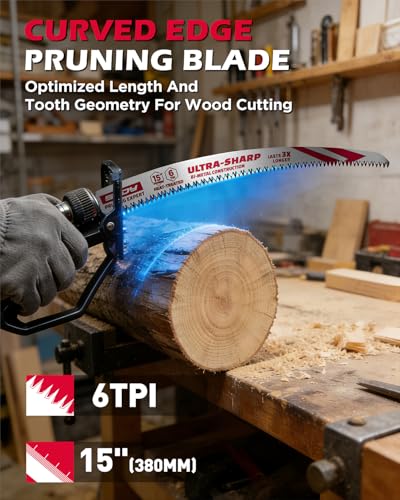 15 Inch Japanese Teeth Reciprocating Saw Blades, 6TPI Arc Edge Wood Pruning Saw Blades Set for Tree Trimming, Wood Cutting, 5 Pack - color: 5-Pc 15" Extended-Reach Pruning