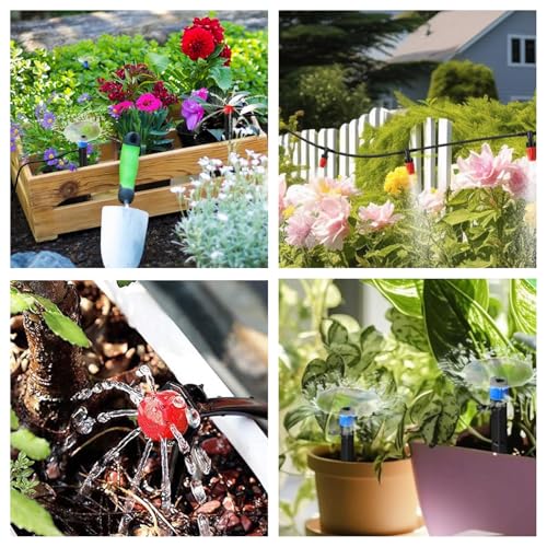 256FT Automatic Drip Irrigation System Kit,Automatic Garden Watering Misting System for Greenhouse, Yard, Plant ,Lawn with 1/2 inch Hose 1/4 inch Distribution Tubing and Accessories - style: 256FT Drip Irrigation System Kit
