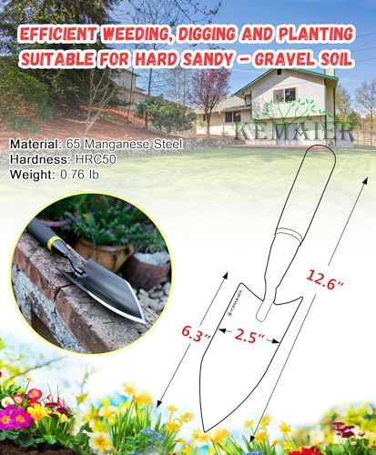 1pcs Heavy Duty Gardening Hand Trowel Carbon Steel Garden Trowel with Rubberized Handle, Ideal for Soil Planting, Digging, Transplanting