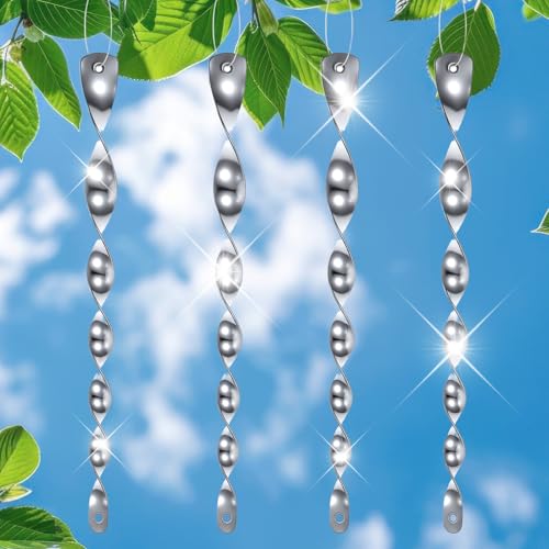 8Pcs Woodpecker Bird Scare Devices, Weather-Resistant Reflective Rods with Spiraling Light Flashes, Reflective Scare Rods Control Device to and Woodpecker Away from Trees, Porch