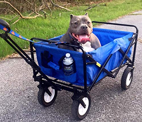 Mac Sports Heavy Duty Steel Frame Collapsible Folding 150 Pound Capacity Outdoor Camping Garden Utility Wagon Yard Cart, Blue - color: Solid Blue