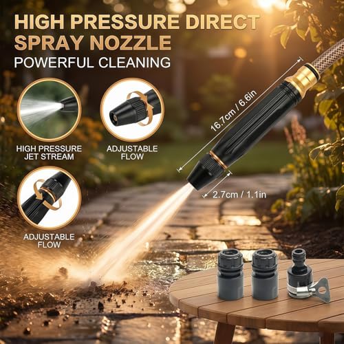 High Pressure Hose Nozzle, Heavy Duty Adjustable Twist Hose nozzle Jet Sweeper Nozzle, Pressure Washer Nozzle with Leak-Proof Design for Car Wash, Lawn, Patio Cleaning