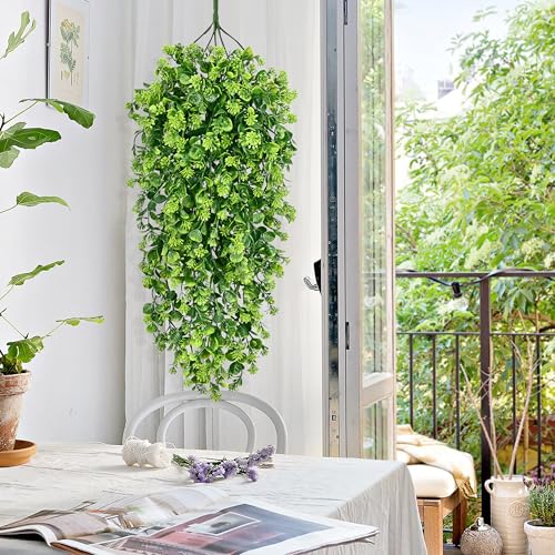 Waipfaru 4Pcs Fake Hanging Plants 3ft Fake Plants Vines Greenery - color: Light Green Ivy Vines-thickened, size: 4Pcs Plants